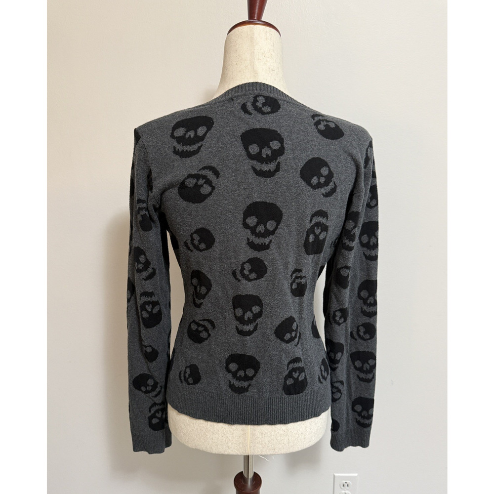 SOURPUSS Skull Cardigan Size XXL (CHECK?) - Black Gray Halloween Spooky Women - Picture 6 of 7